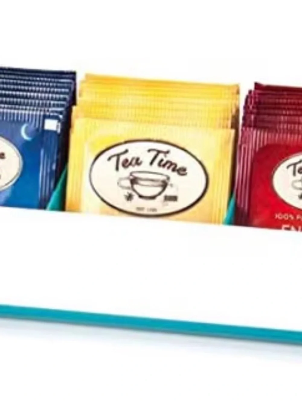 Joie Tea Box White and Blue Accent it holds 36 tea bags.
